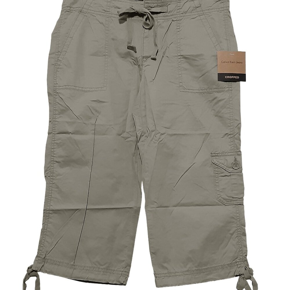 CK Calvin Klein Jeans sz:4 Capri Casual Cargo 100% Cotton Cropped Pants Beige